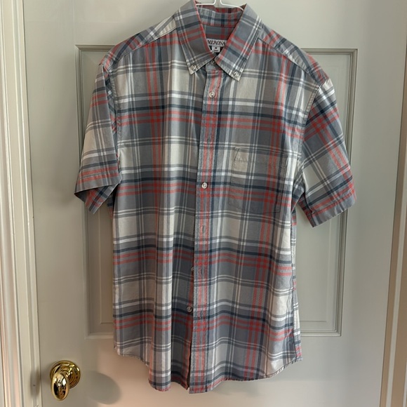 Two Swell Men’s Casual Button Down Shirt Sleeve Shirts - Madras and Gray, Sz M - Picture 2 of 7